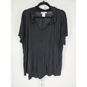 Damoa Women's Short Sleeve Black V-neck Casual Polyester Top Size 4X